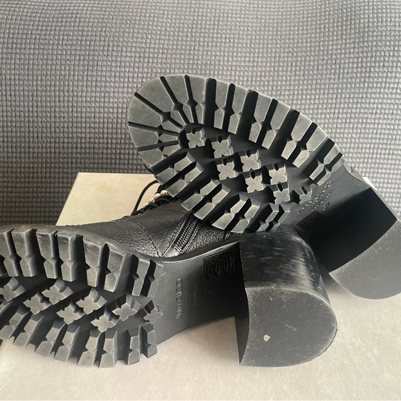 Jimmy Choo Black Cruz 65 Combat Ankle Boots with Crystal Pearl Strap - Picture 5 of 7